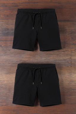 2li Paket Siyah Regular/Normal Kesim Sort & Bermuda TMNSS21SR0095