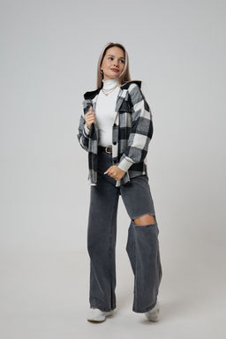 Рубашка женская в клетку с капюшоном РЖКК-01