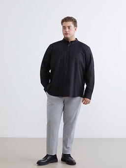 B?y?k Beden Regular Fit Uzun Kollu Gabardin Erkek G?mlek