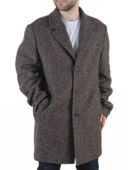 475627962 BROWN/GRAY Пальто Френч демисезонное мужское (65% шерсть, 35% кашемир)