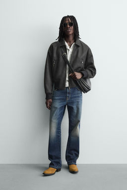 LEATHER EFFECT BOMBER JACKET