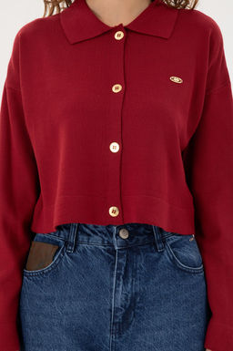 Женский трикотажный кардиган вишневого цвета Неожиданная скидка в корзине - U.s. polo assn фото 6