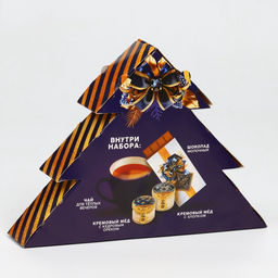 Подарочный набор новогодний Счастья и удачи в Новом году: чай, мёд кремовый, шоколад