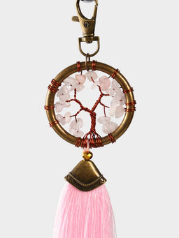 Брелок ловец снов «Великое древо», 19 см, нежно-розовый