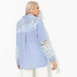 Рубашка комбинированная с вышивкой Смелое решение (fiower) - Charutti фото 5