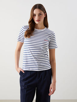 Bisiklet Yaka ?izgili Kad?n Ti??rt