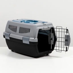 Переноска для животных с откидной прозрачной крышей 48х33х29,5 см, серая - Пижон фото 8