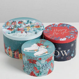 Набор коробок круглых 3 в 1 Magic time, 18 18 13 см, 20 20 14.5 см, 25 25 15 см