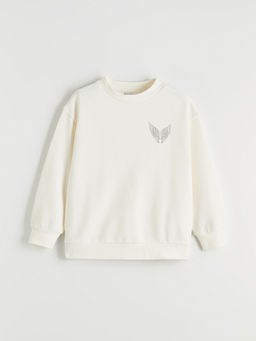 Bisiklet Yaka Bask?l? K?z ?ocuk Sweatshirt