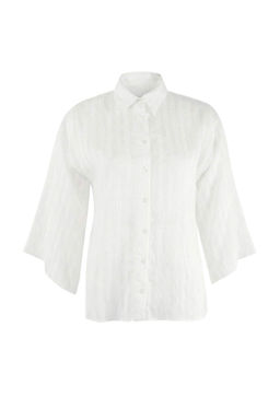 Beyaz Dokuma Transparan Oversize Plaj Gomlek TBESS26GO00006
