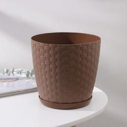 Цена за 2 шт. Горшок для цветов с поддоном «Ротанг», 3 л, d=17 см, h=17 см, коричневый
