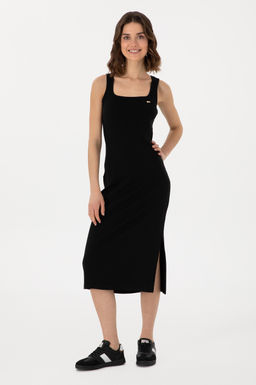 Kad_n Siyah Y_rtma_l_ Kolsuz Kare Yaka _rme Elbise Sepette S_rpriz _ndirim - U.s. polo assn фото 4