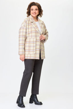 Пальто БелЭльСтиль 841 молочная клетка фото 5