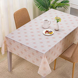 LACE Скатерть ажурная ПВХ Елецкое кружево 160х137см, длина стола до 120см, на 4 персоны, бежевый фон, бежевое тиснение, матовая, на пленке, т.м. Домашняя мода (Китай)  фото 2