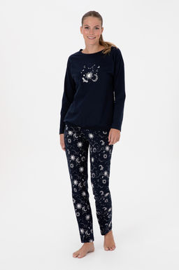 Kad_n Lacivert Pijama Tak_m_ Sepette S_rpriz _ndirim