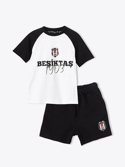 Bisiklet Yaka Be?ikta? Bask?l? Erkek Bebek Ti??rt Ve ?ort 2li Tak?m