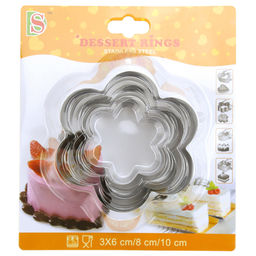 Форма для печенья из нержавеющей стали Цветок набор 3 штуки: д10х4см; д8х4см; д6х4см, в блистере (Китай) - Домашняя мода фото 2