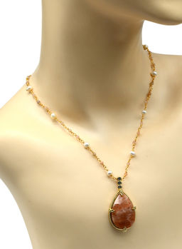 Бусы с подвеской Капля из лабрадора, 78см - Радуга камня фото 7