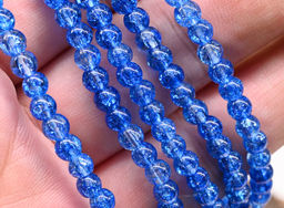 Браслет из сахарного кварца шарик 4мм цв.синий, 17см