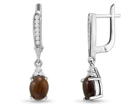 Серьги, опал нат. черный, SL-RIC34