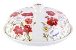 Блинница 23*23*9,5 см "Маки" фарфор NEW BONE CHINA