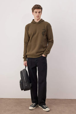 Antrasit Regular/Normal Kesim Bask?l? Kapusonlu Sweatshirt TMNAW26SW00065 - Trendyolmilla фото 11