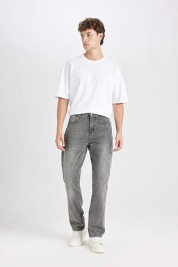 Джинсовые брюки прямого кроя с нормальной талией и нормальной талией - Defacto фото 3