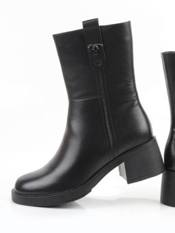 01-M43-5 BLACK Ботинки демисезонные женские (натуральная кожа, байка)