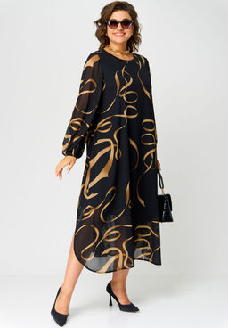 Платье EVA GRANT 7281 черный с принтом  фото 2