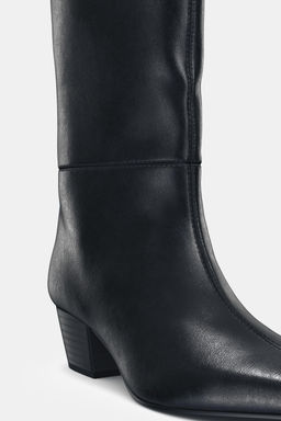 LEATHER HEELED BOOTS - Zara фото 6