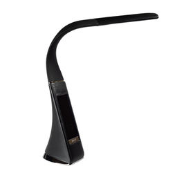 TLD-542 Black/LED/300Lm/5000K/Dimmer Светильник настольный c часами, календарем, термометром, 5W. Сенсорный выключатель. Черный (стилизован под кожу). TM Uniel.