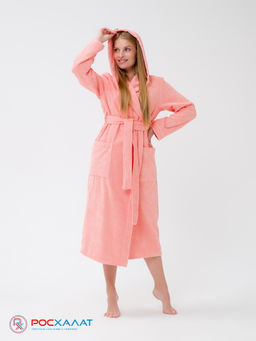 Женский халат с капюшоном светло-коралловый МЗ-06 (6) - Росхалат фото 2