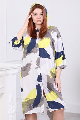 Платье с капюшоном и акварельным принтом - Almond фото 3