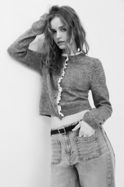 C?rdigan en punto fino con ribete de volantes - H&m фото 2