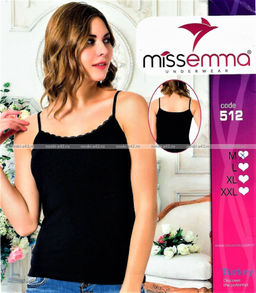 Цена за 1 шт. Майки женские Miss Emma Турция Бретели ЧЕРНЫЕ код 124,128, 512,120