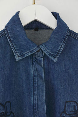 Koyu Mavi Nak?s Detayl? Uzun Kollu Denim Gomlek TWOAW26GO00031