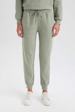 Базовые однотонные толстые спортивные штаны для бега с кружевом и карманом на талии стандартного кроя - Defacto фото 4