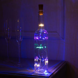 Цена за 2 шт. Гирлянда «Нить» 1 м роса с пробкой, IP20, серебристая нить, 10 LED, батарейки LR44×3 (в комплекте), свечение мульти