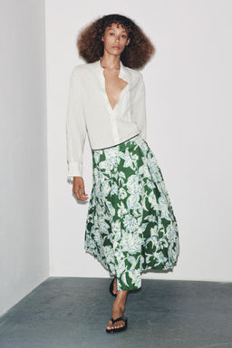 ZW COLLECTION PLEATED FLORAL SKIRT - Zara фото 11