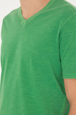 Мужская зеленая базовая футболка - U.s. polo assn фото 7