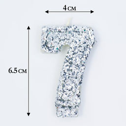 Свеча в торт Блестки, цифра 7, серебро, 5,5 см - Страна карнавалия фото 2