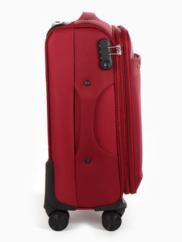 Чемодан 20",Текст,36*25*58,отд на молнии,1 нар/карм, увелич,код замок,4 колеса, красный