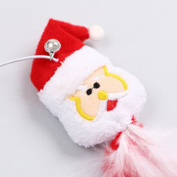 Дразнилка-удочка для кошек с бубенчиком Дед мороз, 40 см - Пижон фото 3