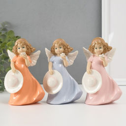 Фигурка керамика «Девочка-ангел в цветном платье с шляпкой», 14×8.5×6.5 см, МИКС