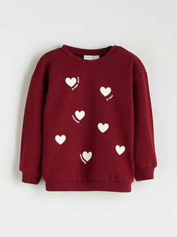 Bisiklet Yaka Bask?l? K?z Bebek Sweatshirt 2li