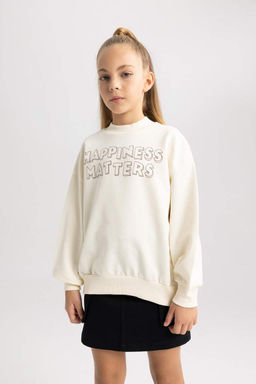 Толстовка обычного кроя с круглым вырезом для девочек - Defacto фото 8