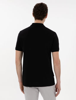 Siyah Regular Fit %100 Pamuk Polo Yaka Basic Ti__rt