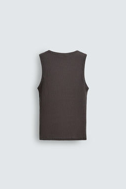 CAMISETA TANK SLIM FIT RIB / Gris oscuro