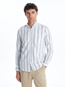 Regular Fit Uzun Kollu ?izgili Erkek G?mlek