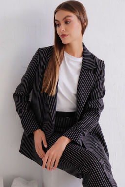 11782 Брюки со стрелками чёрные в полоску - Martichelli фото 22